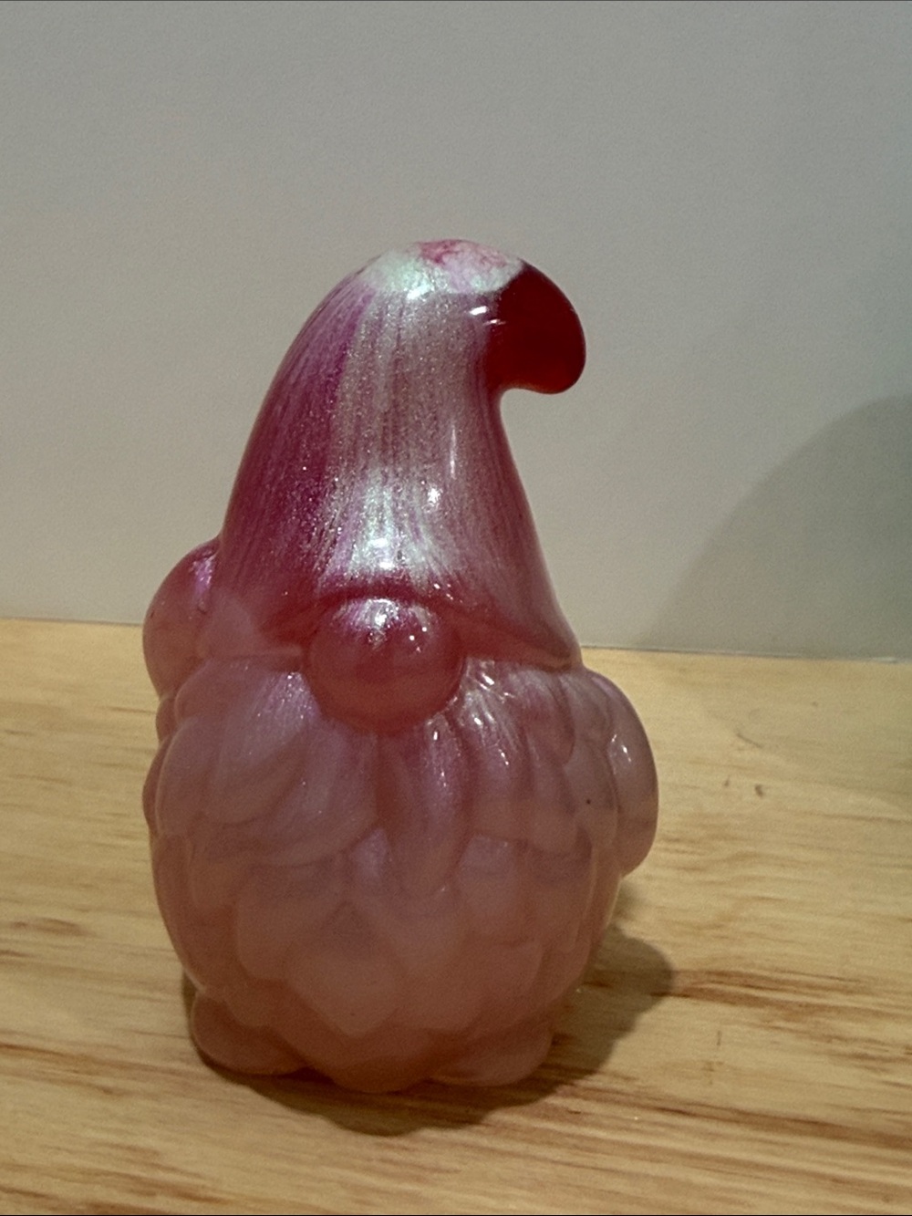 Pink Resin Gnome- Shimmering Pink Decorative Figurine